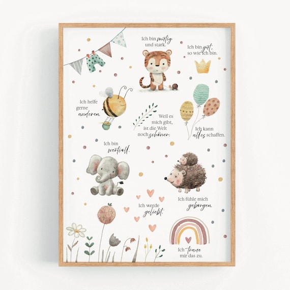 Poster Kinderzimmer Affirmationsposter für Kinder DINA4 DINA3 und DINA2 gute Glaubenssätze