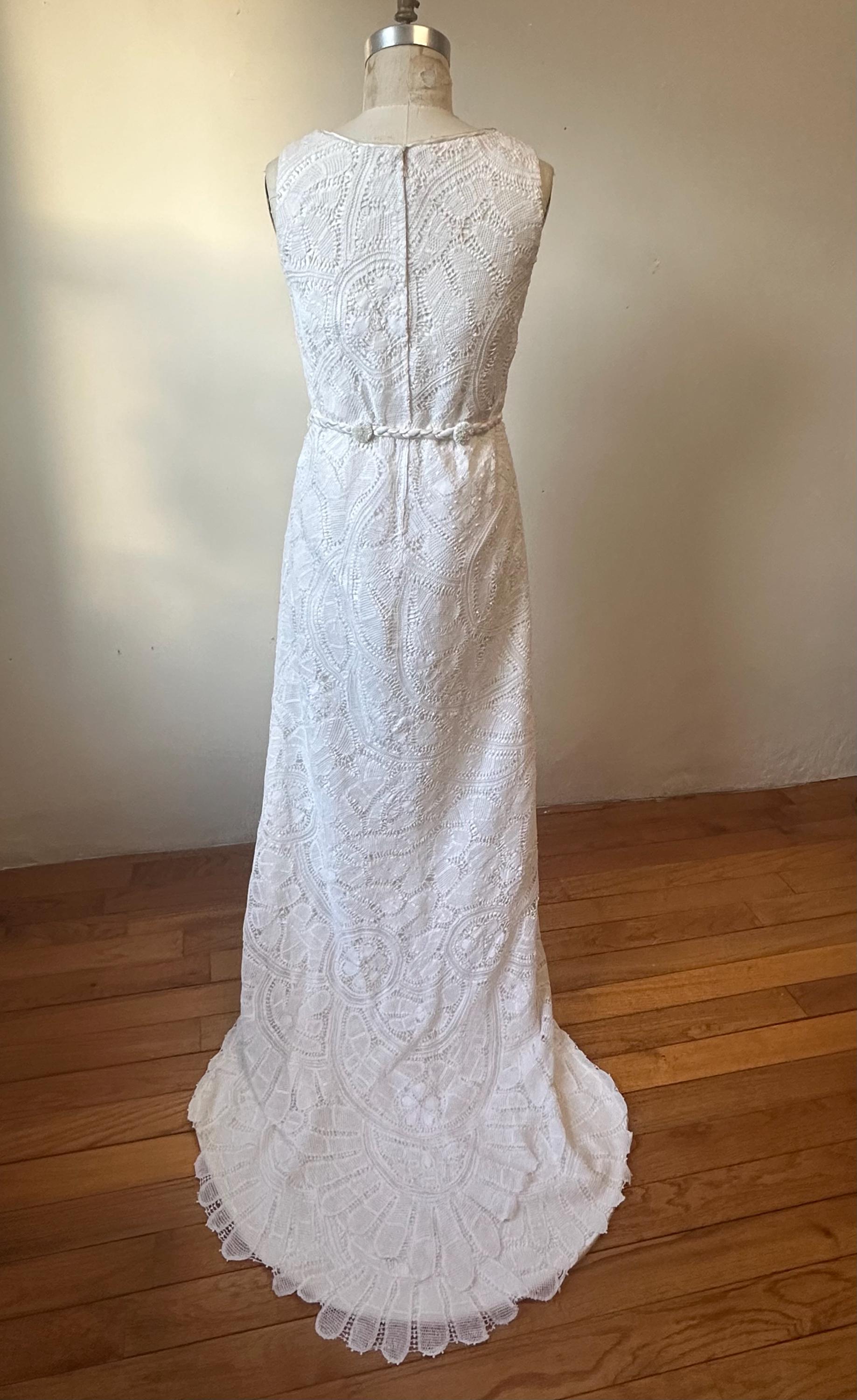 bobbin lace wedding dress Handmade Bobbin Lace Wedding Dress: Medieval Style, Embroidered Lilly Belt & Veil