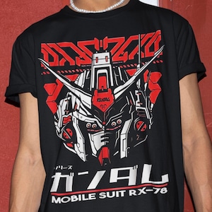 Uniseks Gundam-shirt, anime-shirt jaren 90, vintage shirt, T-shirt robotanimeliefhebbers, anime-T-shirt, T-shirt Japanse manga, retro Gundam-animeshirt