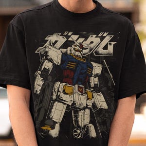Uniseks Gundam-shirt, anime-shirt jaren 90, vintage shirt, T-shirt robotanimeliefhebbers, anime-T-shirt, T-shirt Japanse manga, retro Gundam-animeshirt