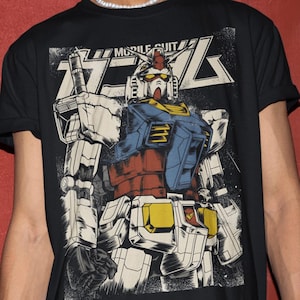 Uniseks Gundam-shirt, anime-shirt jaren 90, vintage shirt, T-shirt robotanimeliefhebbers, anime-T-shirt, T-shirt Japanse manga, retro Gundam-animeshirt