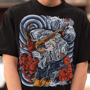 Uniseks Gundam-shirt, anime-shirt jaren 90, vintage shirt, robotanime liefhebbers T-shirt, anime-T-shirt, Japanse manga, retro Wave Gundam-animeshirt