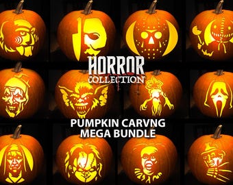 PUMPKIN CARVING TEMPLATE Stencil Movie Horror Bundle Instant Digital Download Print at Home Today Halloween Fun for Whole Family Easy to Use