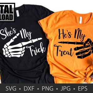 HALLOWEEN Shes My Trick Hes Treat Funny T shirt Digital Download Bundle Cricut Cameo Silhouette Studio Designer Stencil svg dxf png jpg eps
