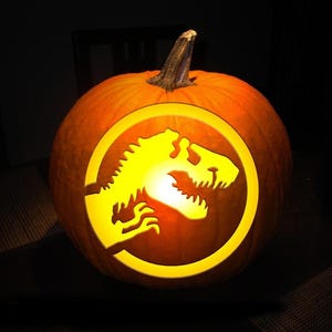 Kürbis Schnitzvorlage Schablone Sofortiger Digitaler Download Druck zu Hause Heute Halloween Spaß für die ganze Familie Einfach zu bedienen Dinosaurier Dinosaurier