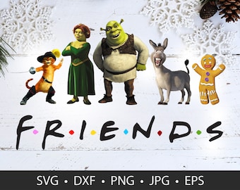 FRIENDS Gingy Donkey Puss in Boots Merry Christmas Funny Movie Characters Gift T Shirt Digital Download Printable svg dxf png jpg eps