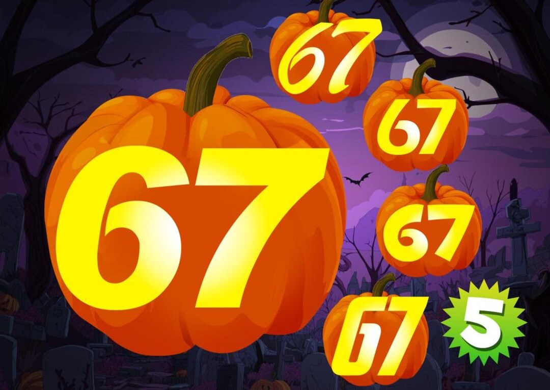 Fun Math Problems 67 PUMPKIN CARVING TEMPLATE 67 Funny Kids Meme Number Stencil Instant ...