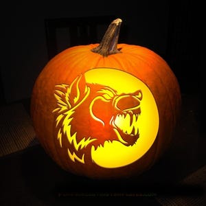 PUMPKIN CARVING TEMPLATE Stencil Instant Digital Download Print at Home Today Halloween Fun for Whole Family Easy Use Werewolf Horror Wolf