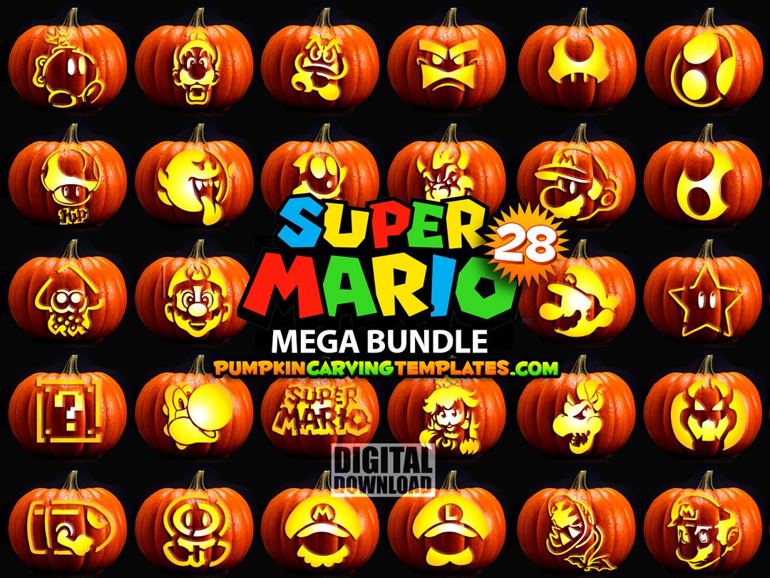 PUMPKIN CARVING STENCIL Template Mega Bundle 28 Super Video