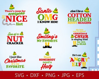 Funny Elf Merry Christmas Movie Bundle T Shirt Digital Download Cricut Cameo Silhouette Studio Designer Vinyl Stencil svg dxf png jpg eps
