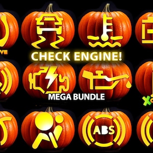PUMPKIN CARVING STENCIL Check Engine Mechanic Stencil Template Mega Bundle Instant Digital Download Print at Home Today Halloween