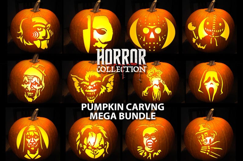 PUMPKIN CARVING TEMPLATE Stencil Movie Horror Mega Bundle Instant ...