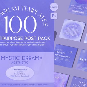 Astrology Instagram Templates | Tarot Canva Templates | Magical Instagram Posts | Spiritual Canva Templates | Mystical | Dreamy Aesthetic