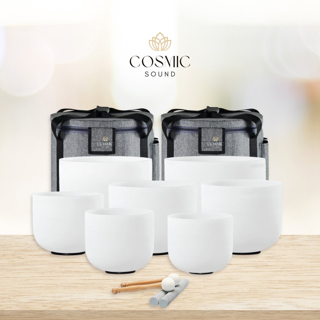 Crystal Singing Bowls Set 432 Hz White Frosted Etsy