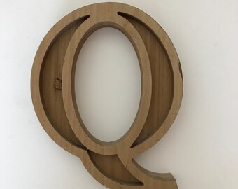 Rustic Wooden Letter Q | Wooden Succulent Monogram