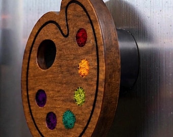 Walnut Artist Palette Magnet – Colorful Moss Art Gift