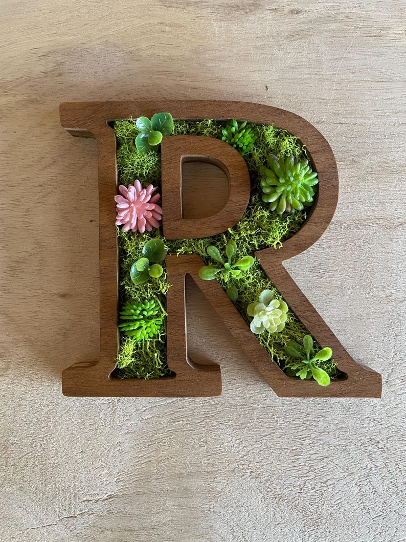 Fillable Wooden Letter R | Wooden Succulent Monogram - Etsy