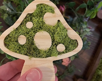 Moss Filled Wooden Mushroom | Personalized Cottagecore Decor
