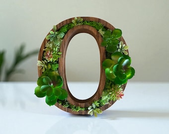 Fall Fillable Wooden Letter | Wooden Succulent Monogram