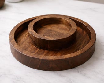2-Tier Wooden Catchall Tray | Modern Farmhouse Snack Bowl