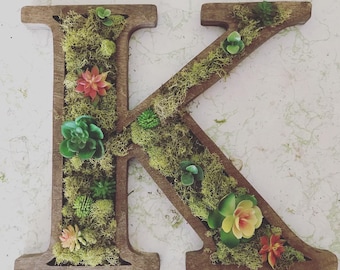 KALE Custom Order Wooden Letters | Wooden Succulent Monogram