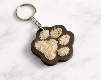 Dog Paw Keychain, Pet Memorial Gift, Dog Lover Gift, Paw Print Keyring, Gift for Dog Mom, Pet Loss Gift, Puppy Keychain, Rustic Keychain