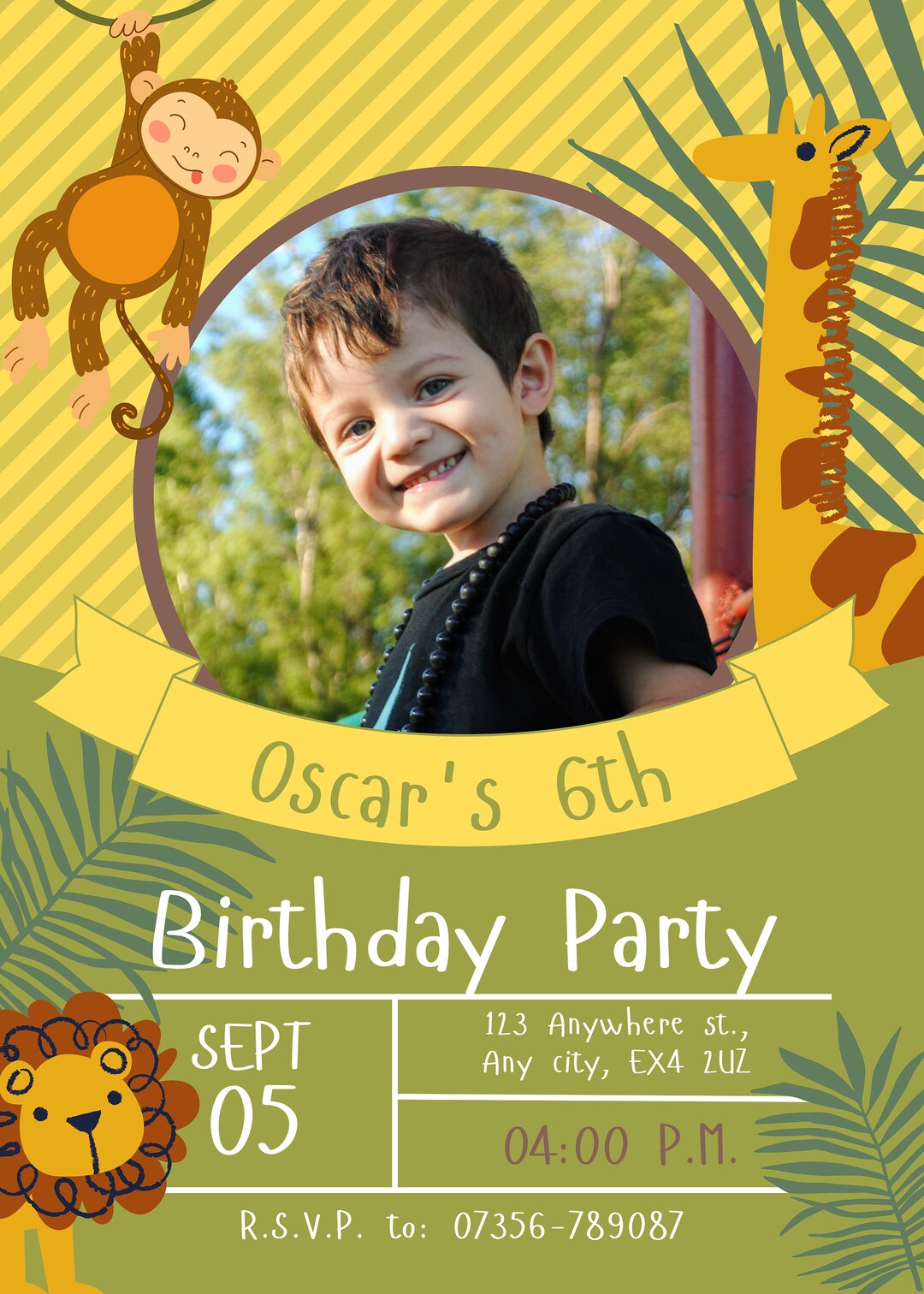 Safari Personalised Birthday Invitation Etsy