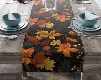 Autumn Splendor Dining Table Runner, 13.5x60" Fall Leaves Quilted ...