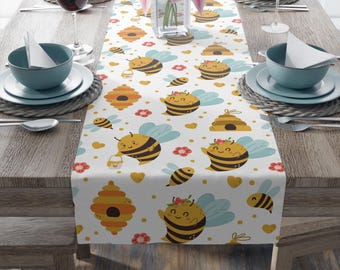 Bumble Bee Table Runner: Honeycomb Decor, Summer Party