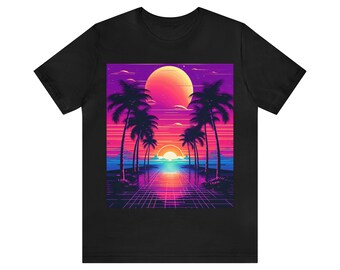Palm Tree Synthwave Retro Cyberpunk T-Shirt, Retro Shirt, Synthwave Shirt, Cyberpunk Tee, Concert Shirt, Pink Shirt, Convention Shirt, Neo