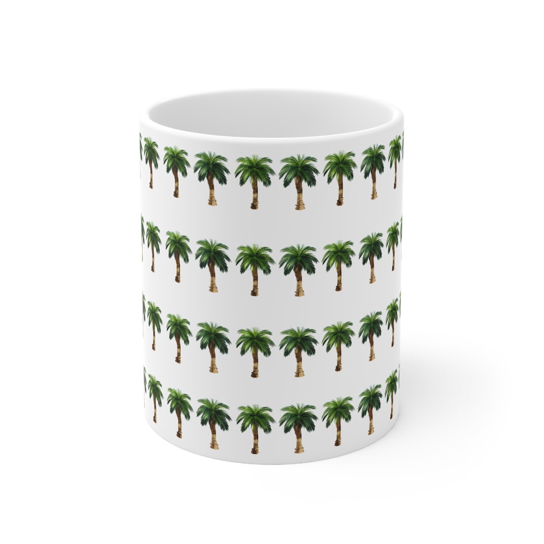 Palm Tree Row Mug, Palm Tree Gifts, Palm Tree Cup, Palm Tree Coffee Mug