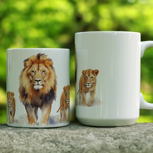 Lions Mug, Lions Coffee Mug,  African Lions Mug, Lion Cup, Lion Coffee Cup, Lions Gift, Lion Gifts, 11oz or 15 oz