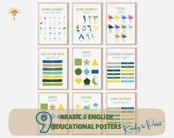 Arabic & English Alphabet Print Set: Islamic Nursery Decor (Digital Download)