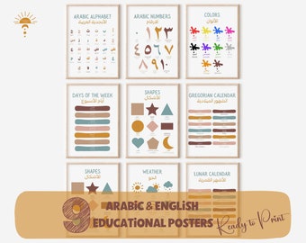 Arabic & English Alphabet Print Set: Islamic Nursery Decor (Digital Download)