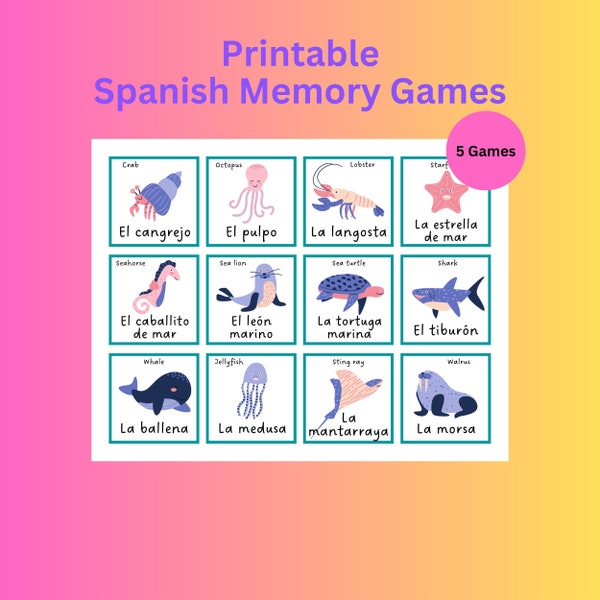 Spanish Memory Games Printable, Spanish learning, Spanish game for school, Spanish teacher classroom, Espanol, Spanish student