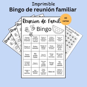 Bingo de reunião familiar imprimible, Jogo de reunião de família, Jogo de grupo, Family Reunion, se habla espanol, Espanhol, Fiesta