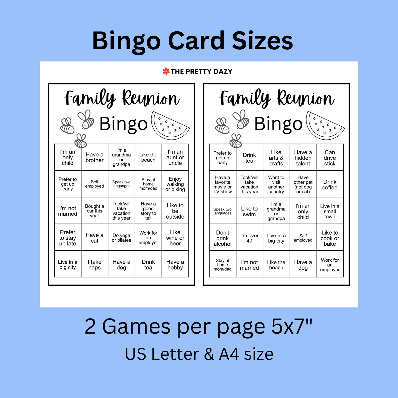 Family Reunion Bingo Printable Family Gathering Game Group Game PDF Family Reunion Bingo Printable Family Gathering Game Group Game PDF