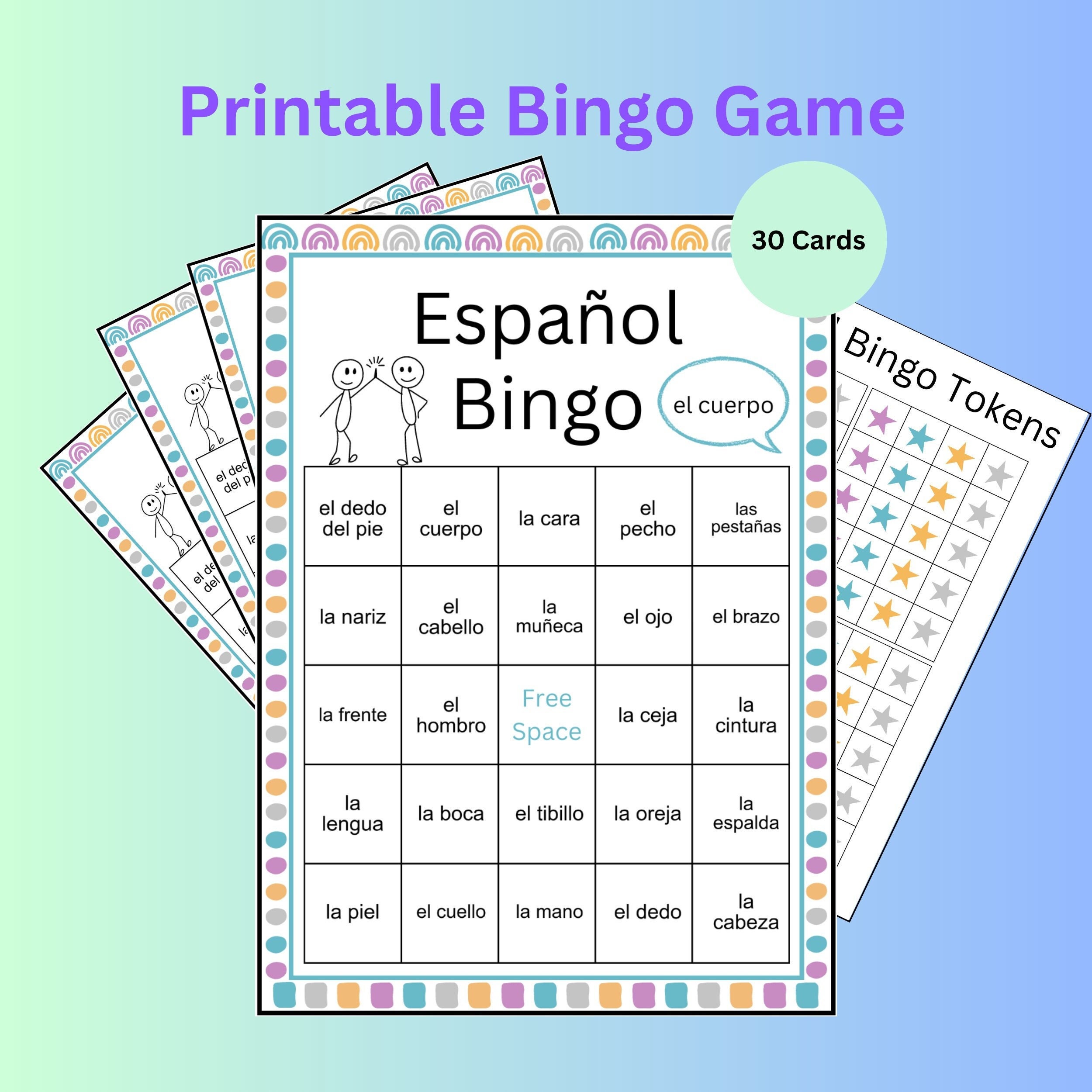 Printable Number Bingo in English / Loteria Números En Inglés Para