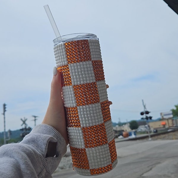 Utk Checkerboard Rhinestone Tumbler