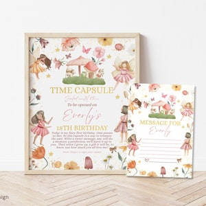Editable Fairy Birthday Time Capsule 1st Birthday Whimsical Pixie Fairy Enchanted Magical Floral Princess Instant Download Editable 133