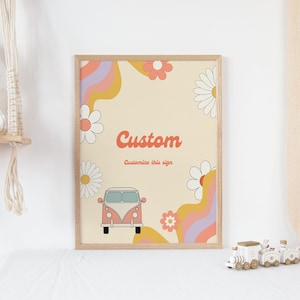 EDITABLE Groovy Birthday Party Custom Sign Table Decor Retro Flower Hippie Party Vibe 70s Party Editable Custom Digital Instant Download