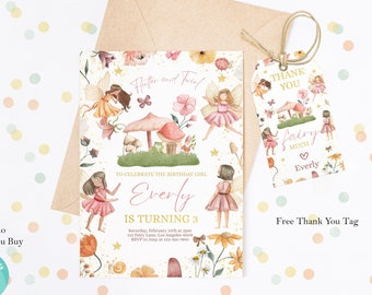 Editable Fairy Birthday Party Invitation Template Whimsical Enchanted Pixie Fairy Magical Floral Princess Instant Download Editable 133