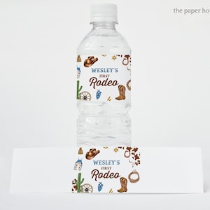 Editable Cowboy Birthday Party Water Bottle Labels Wild West Cowboy Rodeo Birthday Party Southwestern Ranch Birthday Blue Instant Download