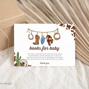 Livres modifiables de baby shower de petit cowboy pour carte d’invitation de bébé imprimable Wild West Rodeo Shower Country Western Sprinkle Téléchargement instantané