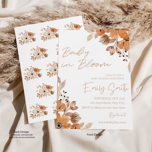 EDITABLE Fall Baby in Bloom Baby Shower Invitation Boho Fall Baby Shower Invitation Fall Florals Digital Invite evite INSTANT DOWNLOAD
