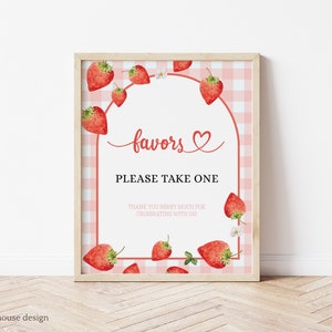 Modificabile rosa percalle Berry prima festa favori segno decorativo, Berry 1a ragazza compleanno Decor segno fragola Cupcake Download immediato 130