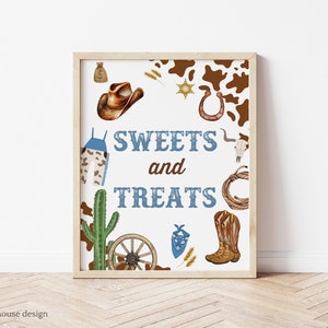 Editable Cowboy Birthday Party Sweets & Treats Sign Table Decor Wild West Cowboy Rodeo Birthday Decor Southwestern Ranch Instant Download