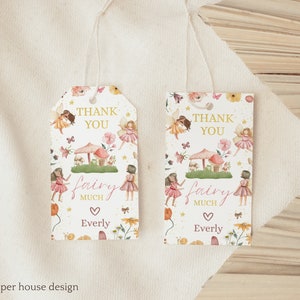 Editable Fairy Birthday Party Thank You Hang Tag Whimsical Pixie Fairy Enchanted Magical Floral Princess Instant Download Editable 133