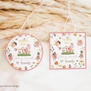 Editable Fairy Birthday Party Thank You Hang Tags Whimsical Pixie Fairy Enchanted Magical Floral Princess Instant Download Editable 133