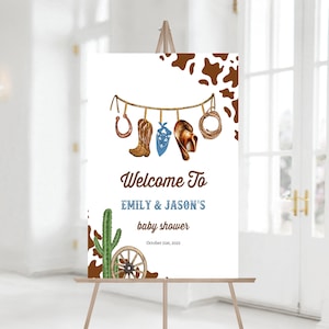 Editable Little Cowboy Baby Shower Welcome To Decor Sign Printable Wild West Rodeo Baby Shower Country Western Sprinkle Instant Download